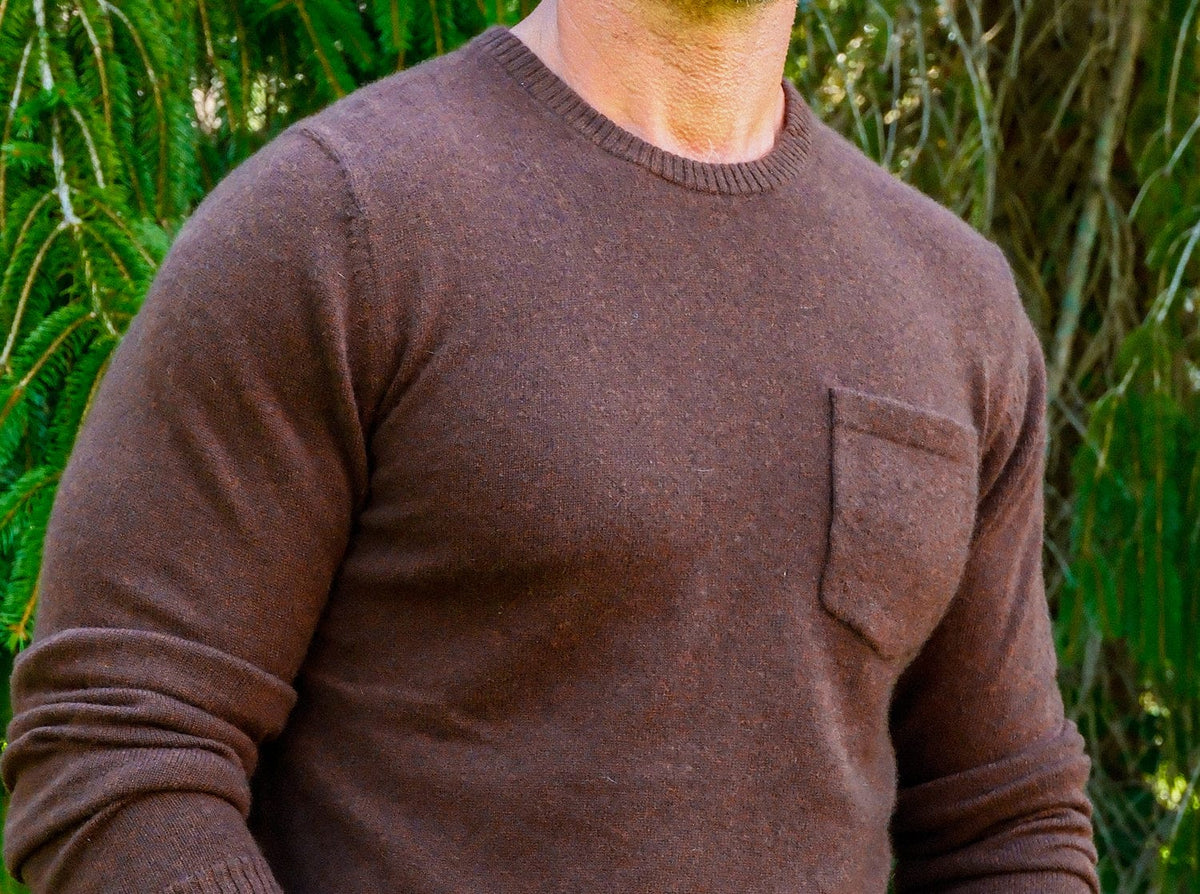 Criquet Legacy Cashmere Pocket Crew in Espresso, view 5