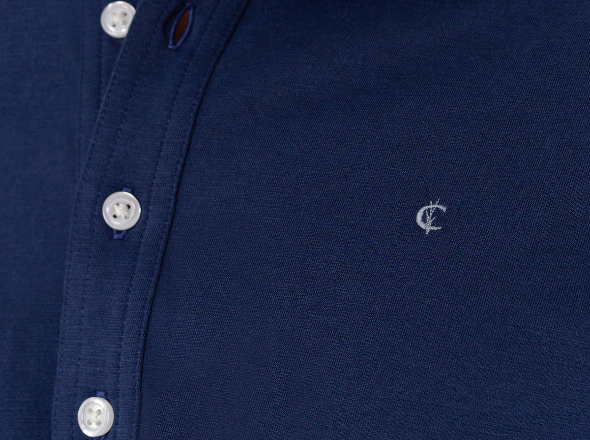 Criquet brrr° Long Sleeve Range Polo in Navy, studio photo
