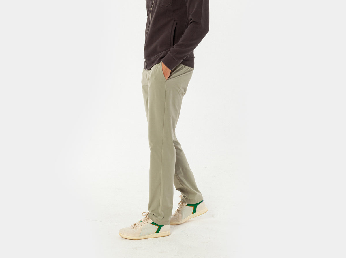 Criquet Anytime Pants in Sage, studio photo