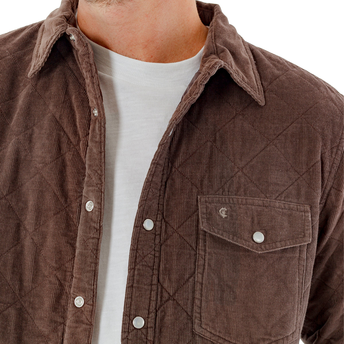 Corduroy Quilted Shacket - Pinecone