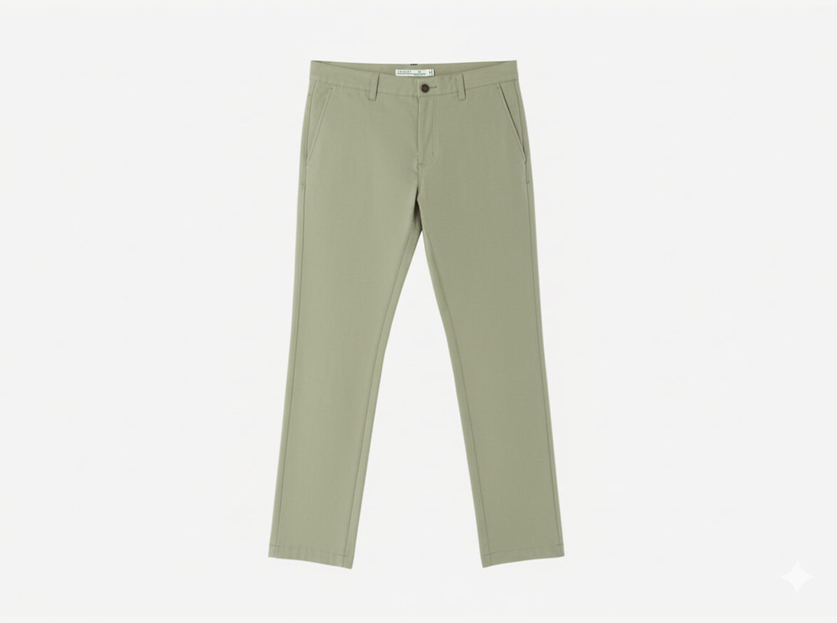 Criquet Anytime Pants in Sage, studio photo