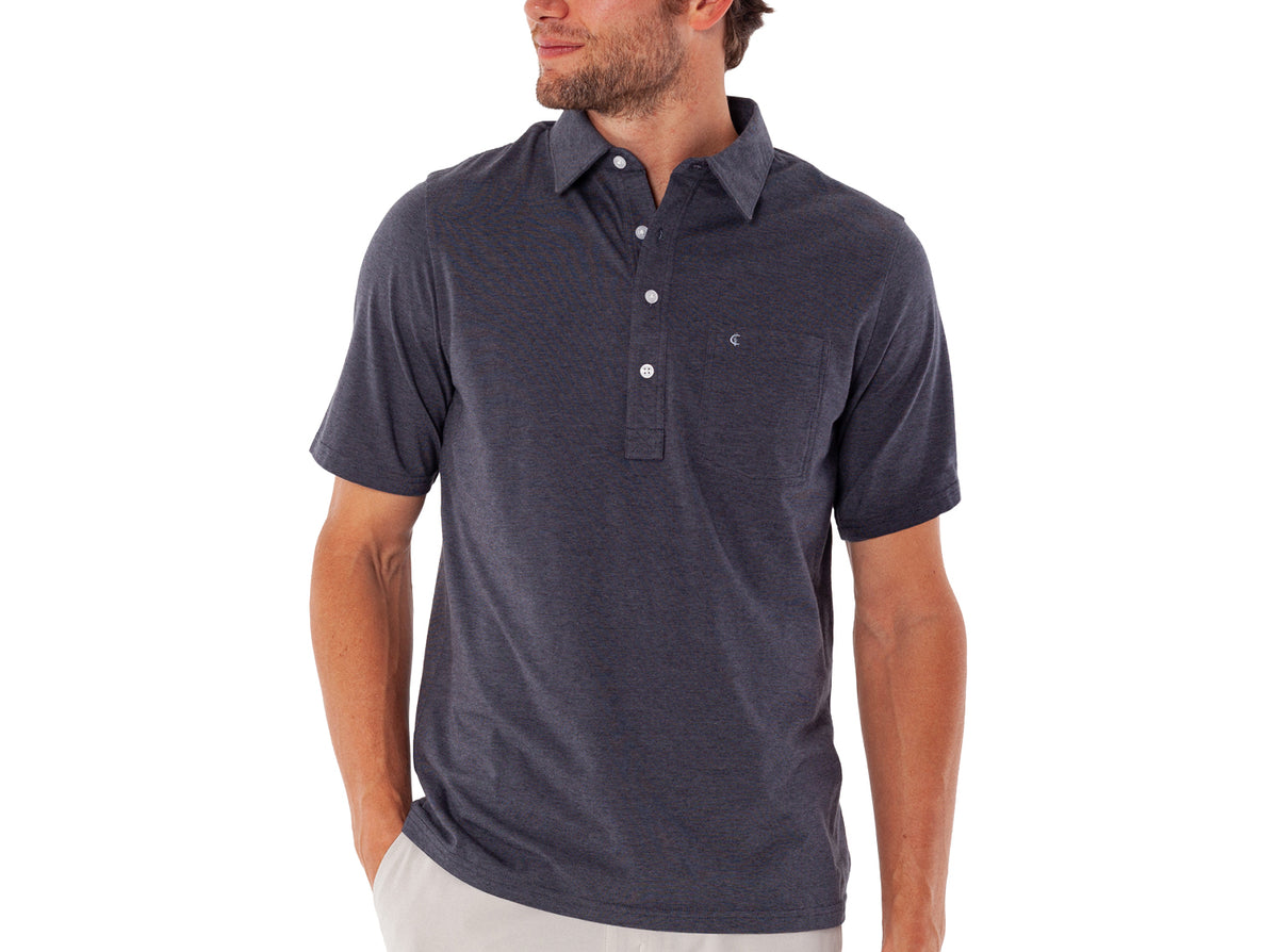 Criquet Top-Shelf Players Shirt in Graphite Microstripe, studio photo