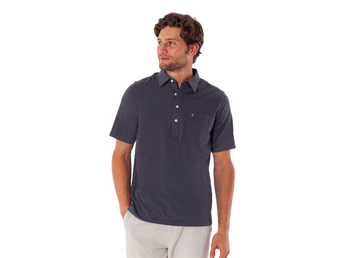 Criquet Top-Shelf Players Shirt in Graphite Microstripe, studio photo