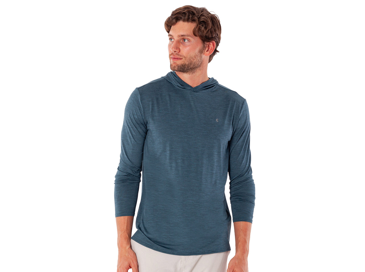 Criquet Performance Sport Hoodie in Lake Blue, studio photo