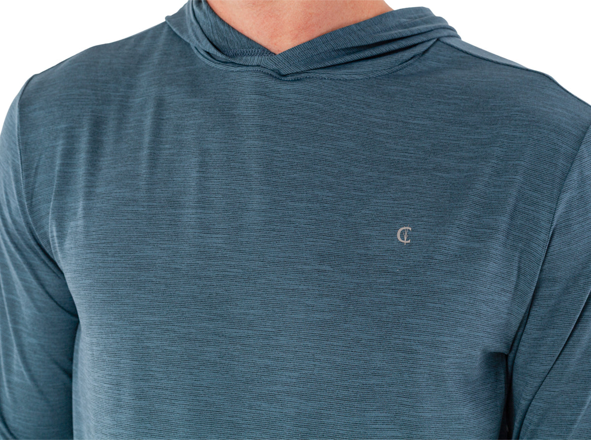 Criquet Performance Sport Hoodie in Lake Blue, studio photo