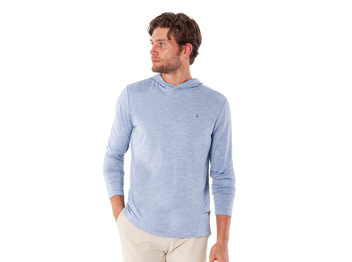 Criquet Performance Sport Hoodie in Light Blue, studio photo