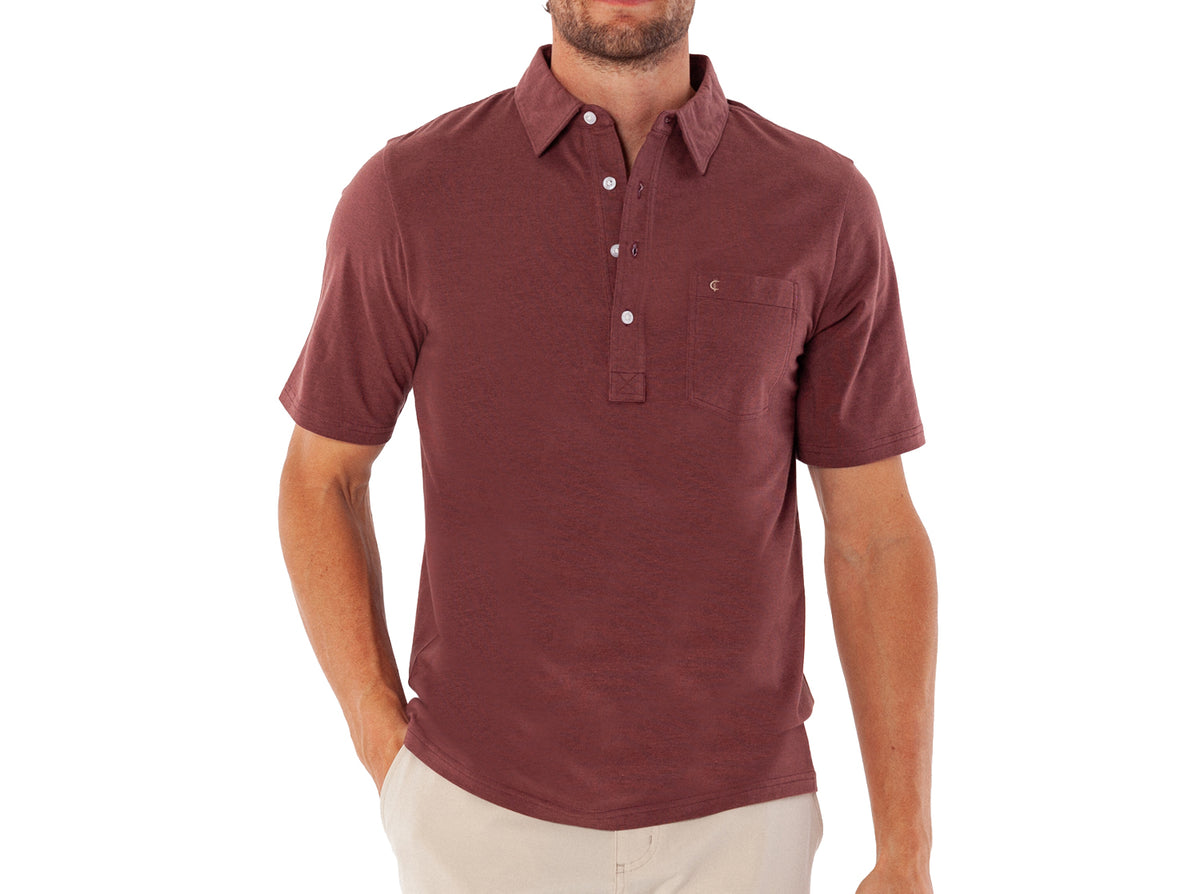 Criquet Top-Shelf Players Shirt in Mudslide Microstripe, studio photo