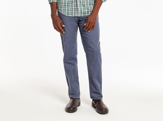 Criquet Comfort Canvas Pant in Faded Navy, studio photo