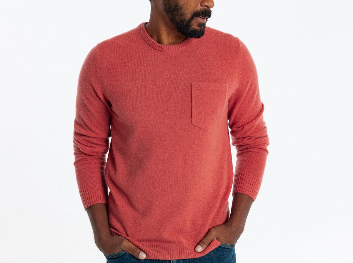 Criquet Legacy Cashmere Pocket Crew in Brick Road, studio photo