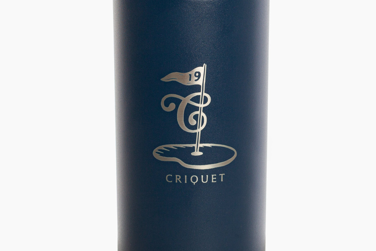 Criquet x YETI in Criquet Flag 26 oz Water Bottle, Navy, studio photo