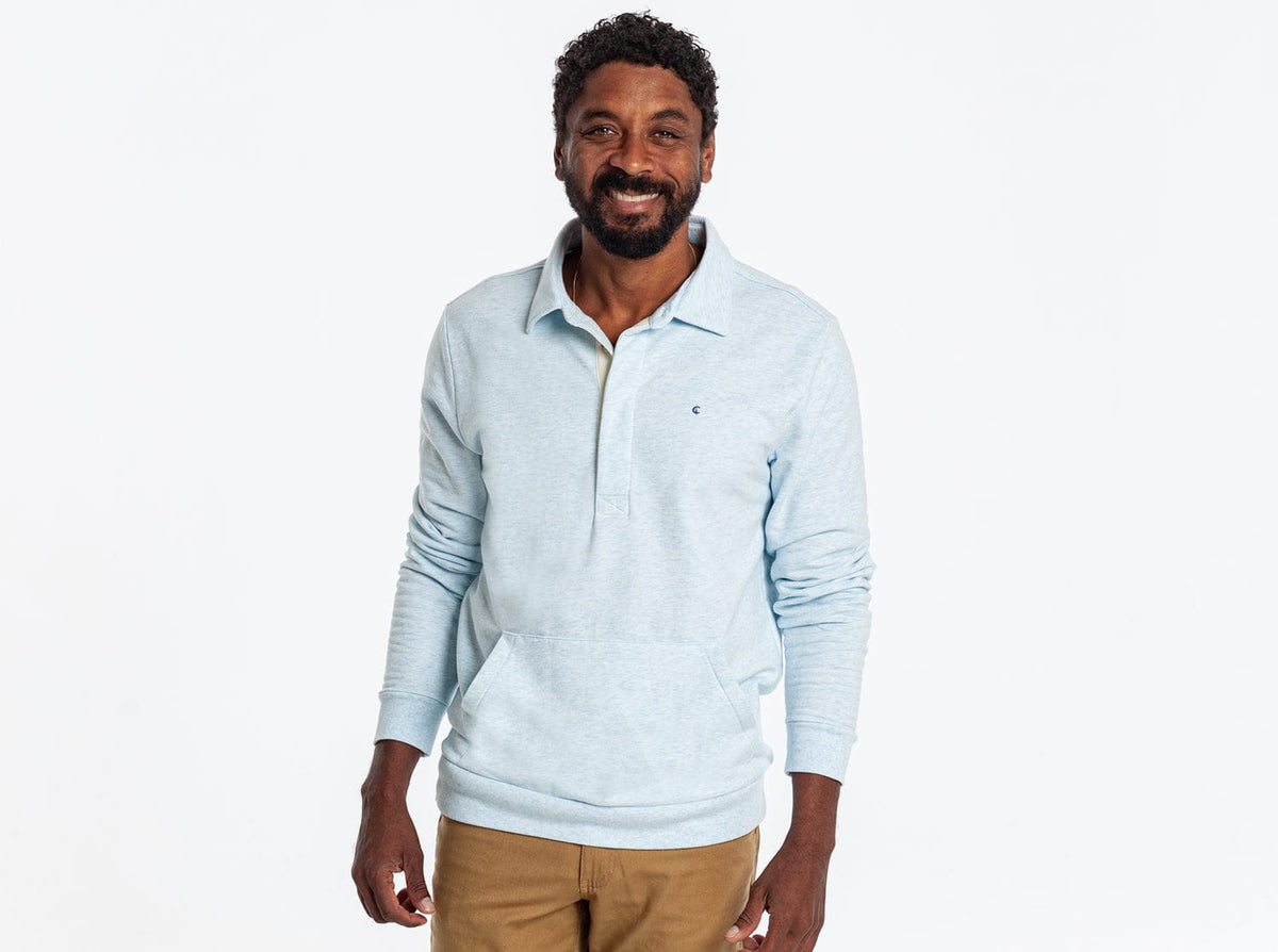 Criquet Collared Sweatshirt in Heather Ice, studio photo