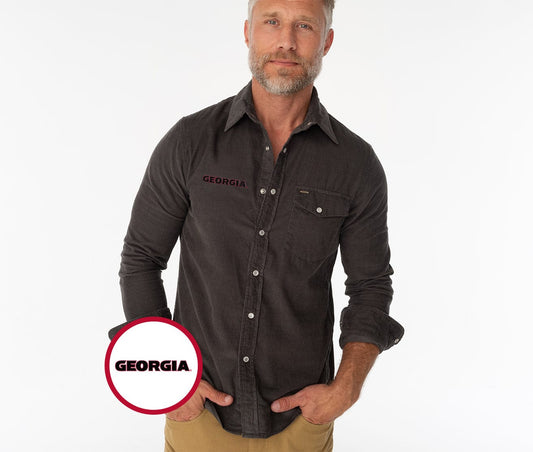 Criquet Georgia Corduroy Pearl Snap in Georgia, Charcoal, view 1