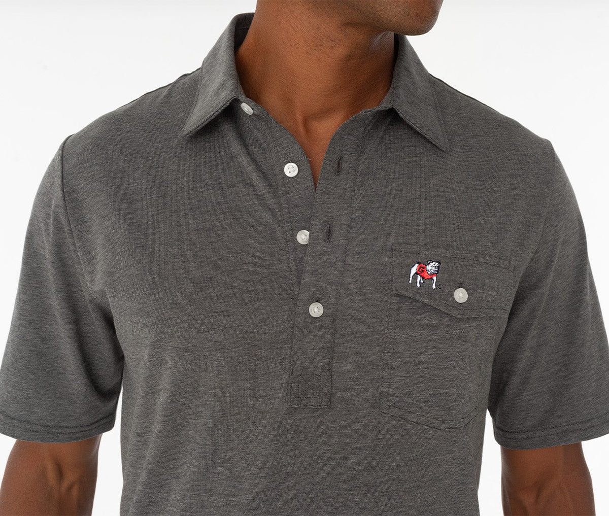 Criquet Georgia in Coach's Players Shirt, Bulldog, Heather Gray, view 7
