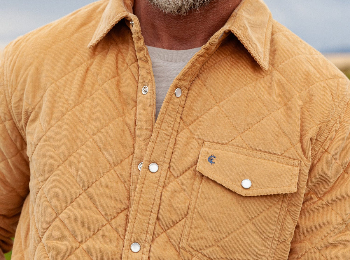 Criquet Corduroy Quilted Shacket in Camel, view 13
