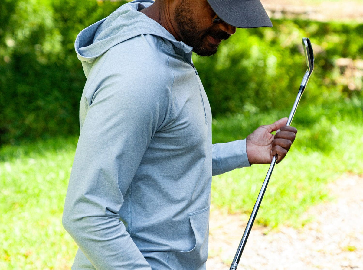 Criquet Ace Performance Hoodie in Dusty Blue, view 4