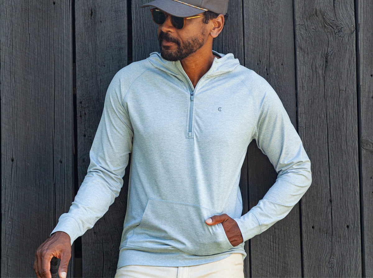 Criquet Ace Performance Hoodie in Dusty Blue, view 1
