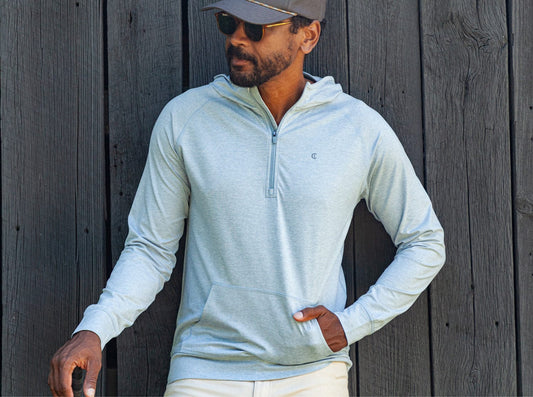Criquet Ace Performance Hoodie in Dusty Blue, view 1