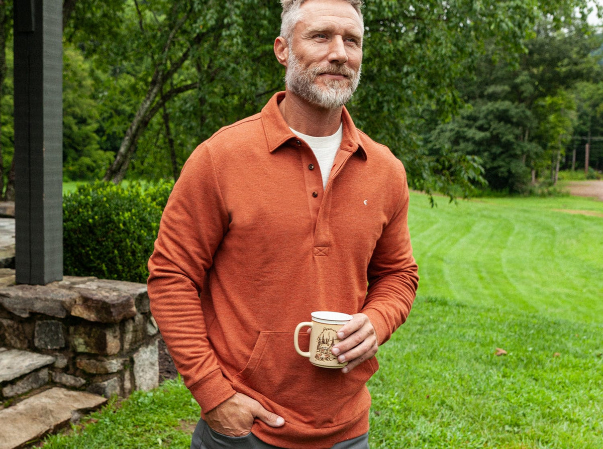 Criquet Collared Sweatshirt in Heather Burnt Orange, view 6