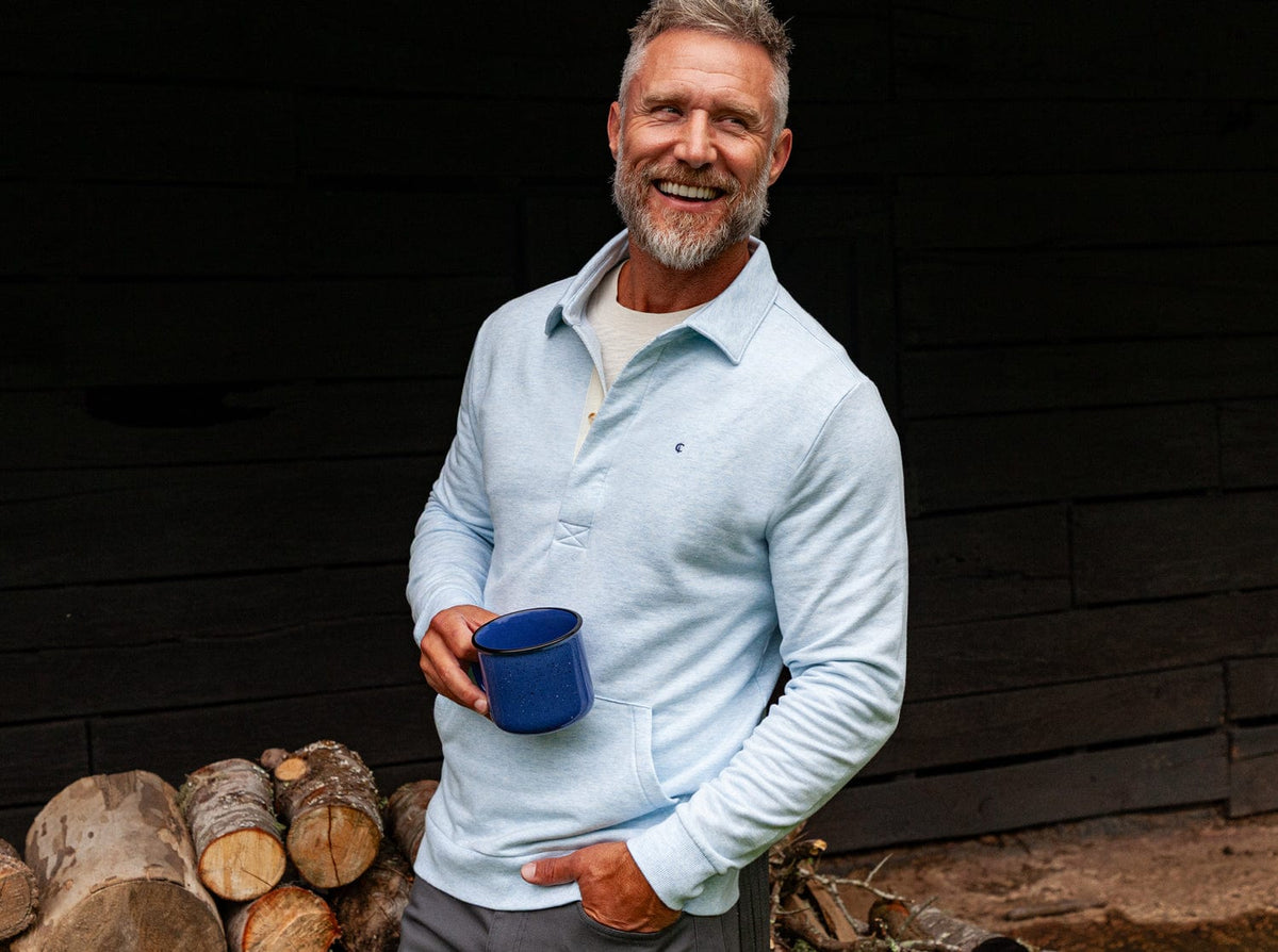 Criquet Collared Sweatshirt in Heather Ice, view 1