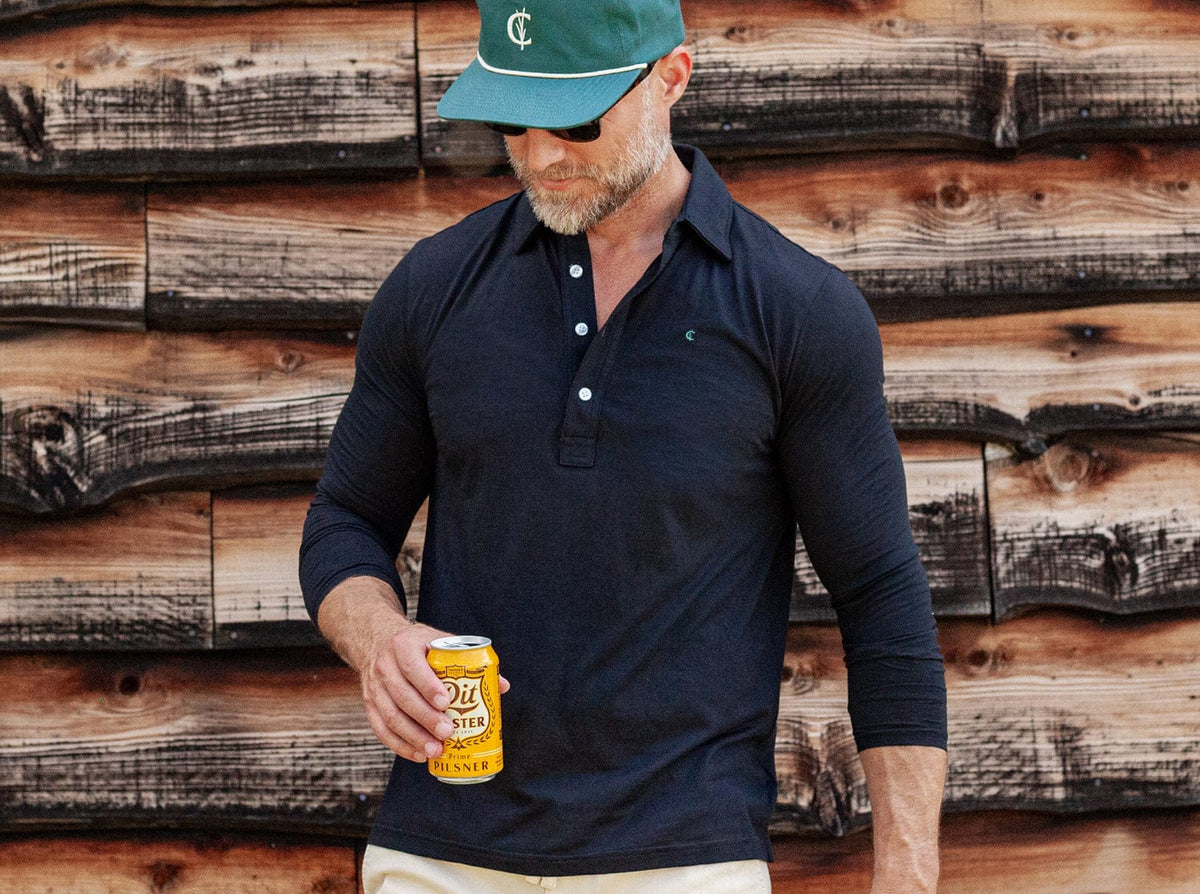 Criquet brrr° Long Sleeve Range Polo in Dark Knight, view 3