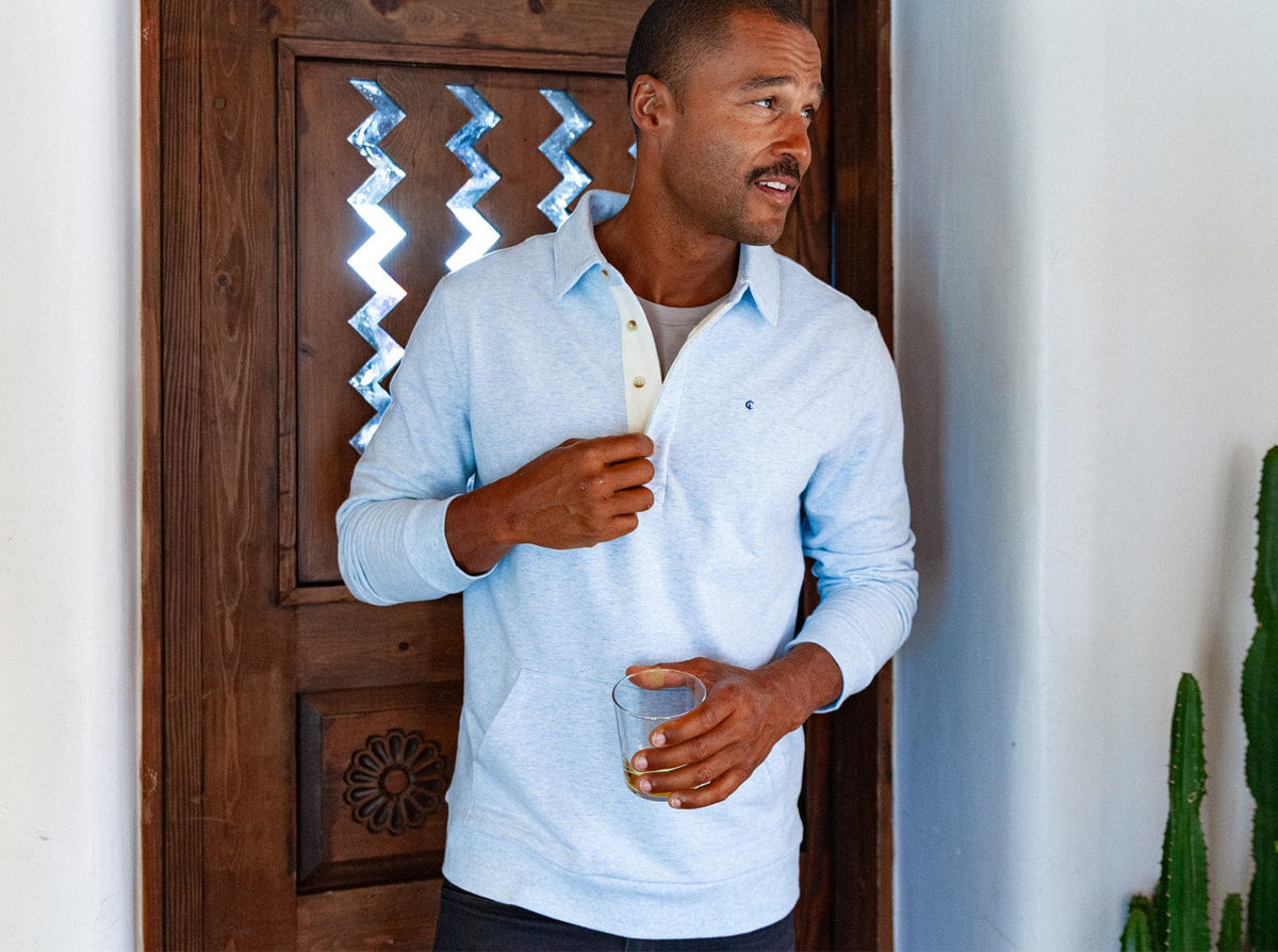 Criquet Collared Sweatshirt in Heather Ice, view 4