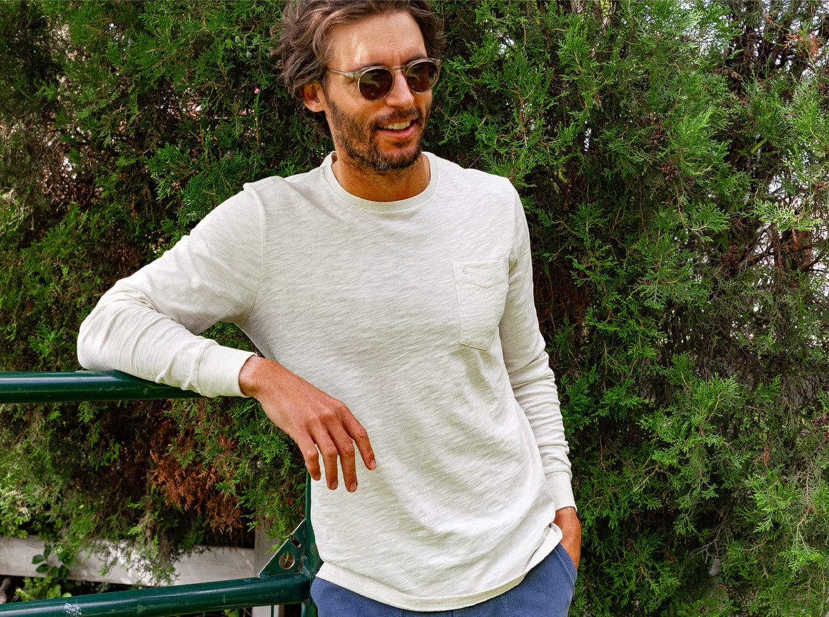 Criquet Cotton Slub Long Sleeve T-Shirt in Natural, view 1