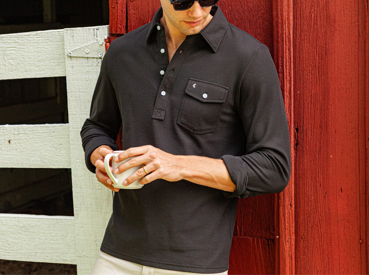 Criquet Long Sleeve Players Shirt in Blackstone, view 5