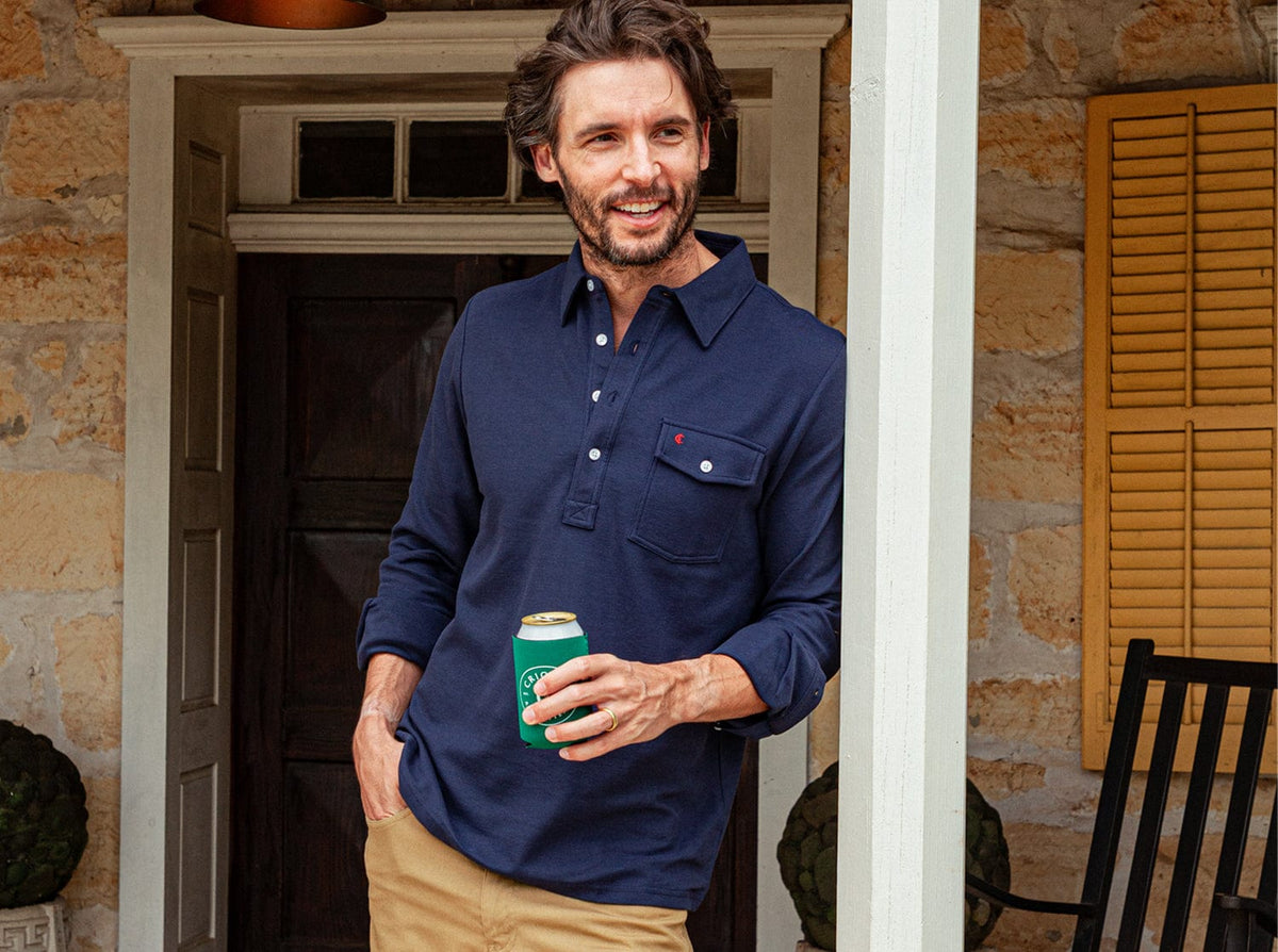 Criquet Long Sleeve Players Shirt in Peacoat, view 6