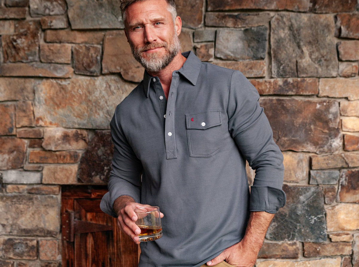 Criquet Long Sleeve Players Shirt in Blue Steel, view 3