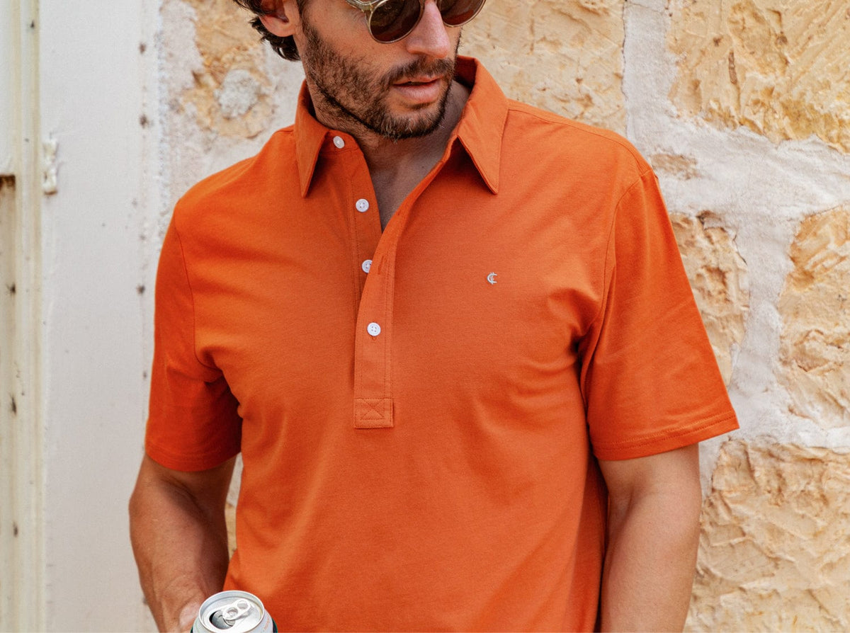 Criquet Slim Fit Top-Shelf Range Polo in Burnt Orange, view 4