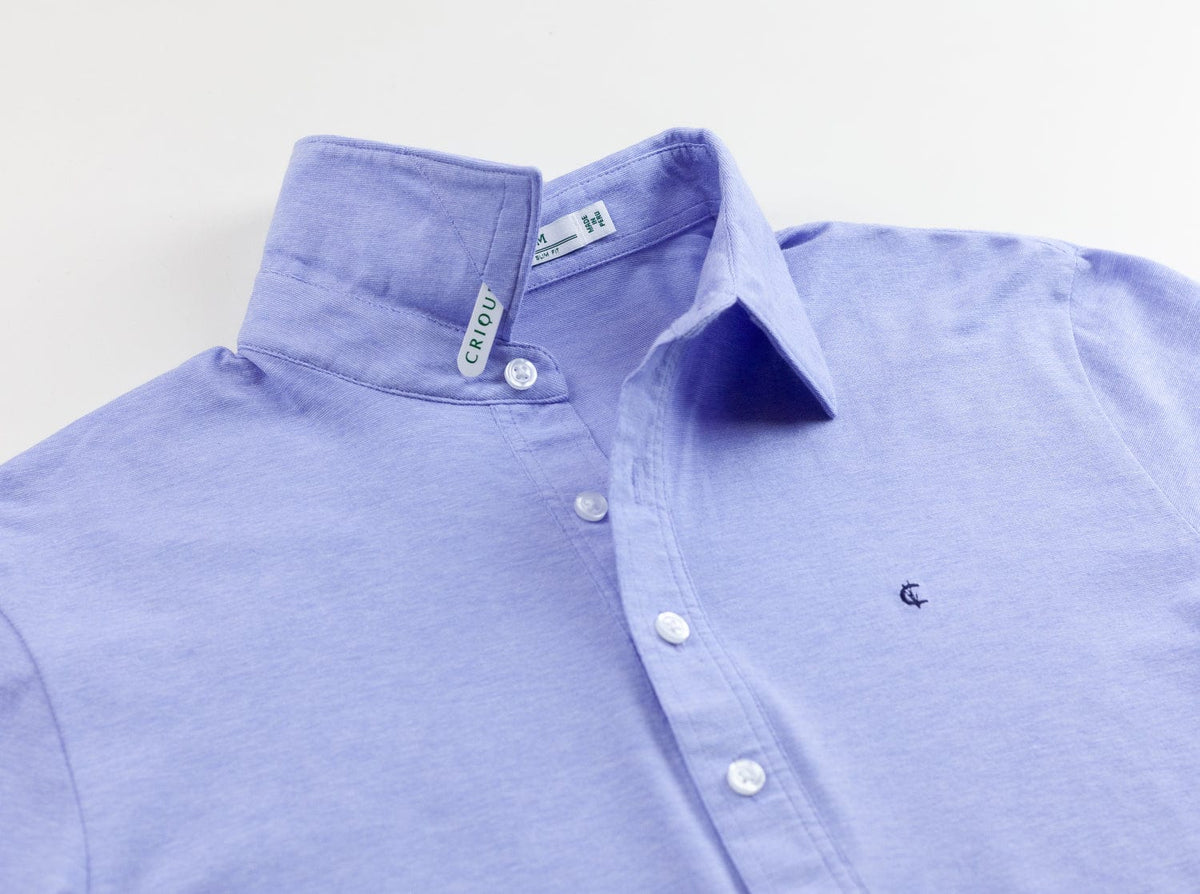 Criquet Slim Fit Top-Shelf Range Polo in Bluebonnet Microstripe, view 2