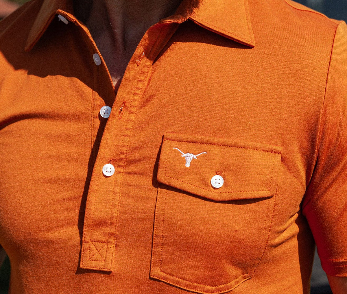 Criquet Texas in Coach's Performance Players Shirt, Longhorn, Burnt Orange, view 2