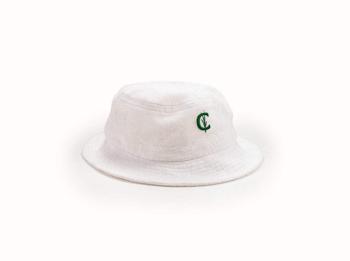 Criquet Terrycloth Bucket Hat in Grassy C, White, view 1