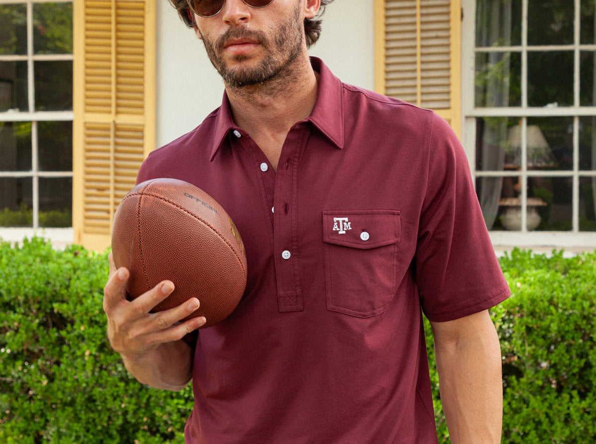 Criquet Texas A&M in Coach's Performance Players Shirt, A&M Mark, Maroon, view 2