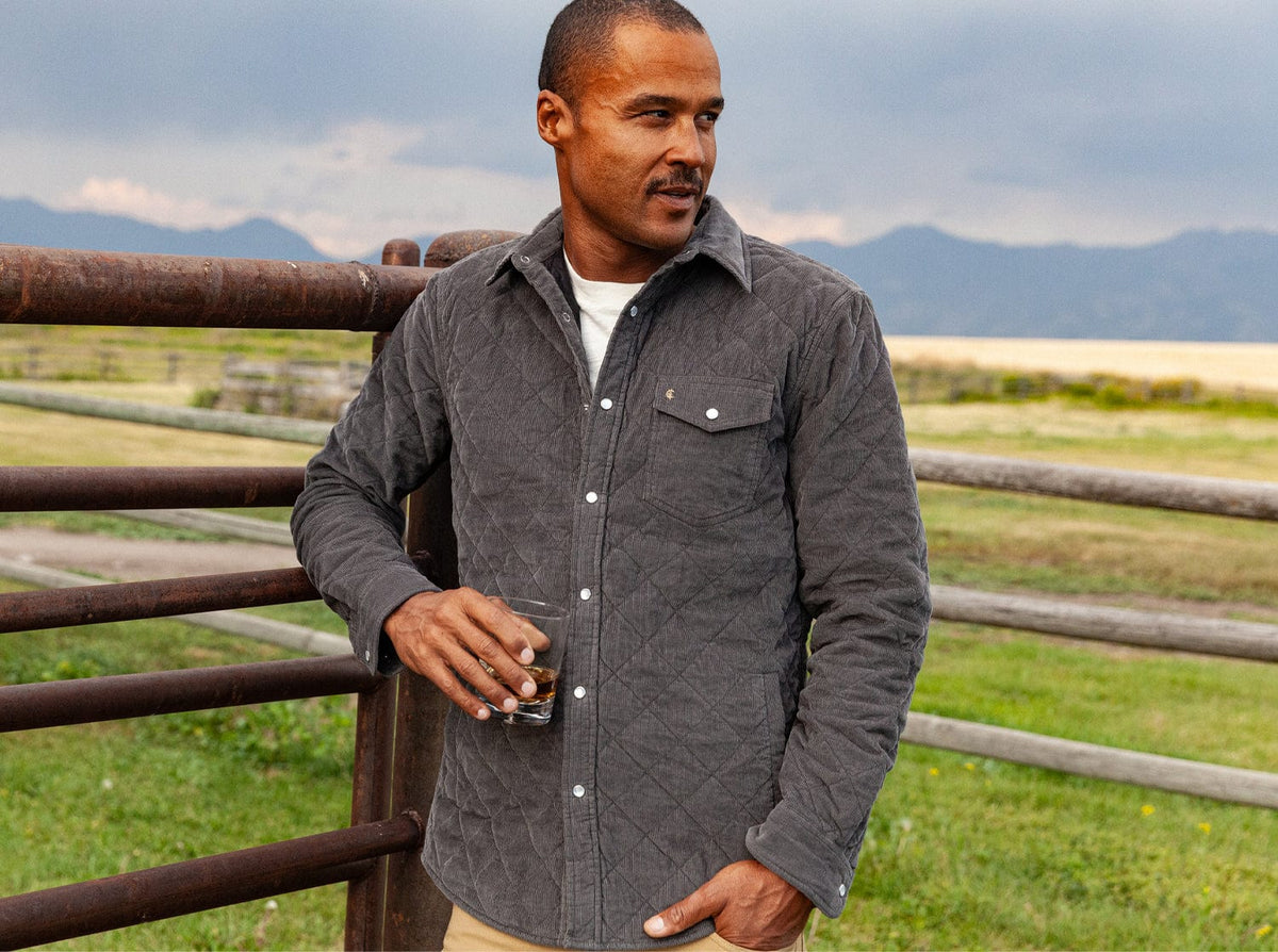 Criquet Corduroy Quilted Shacket in Midnight Ash, view 8