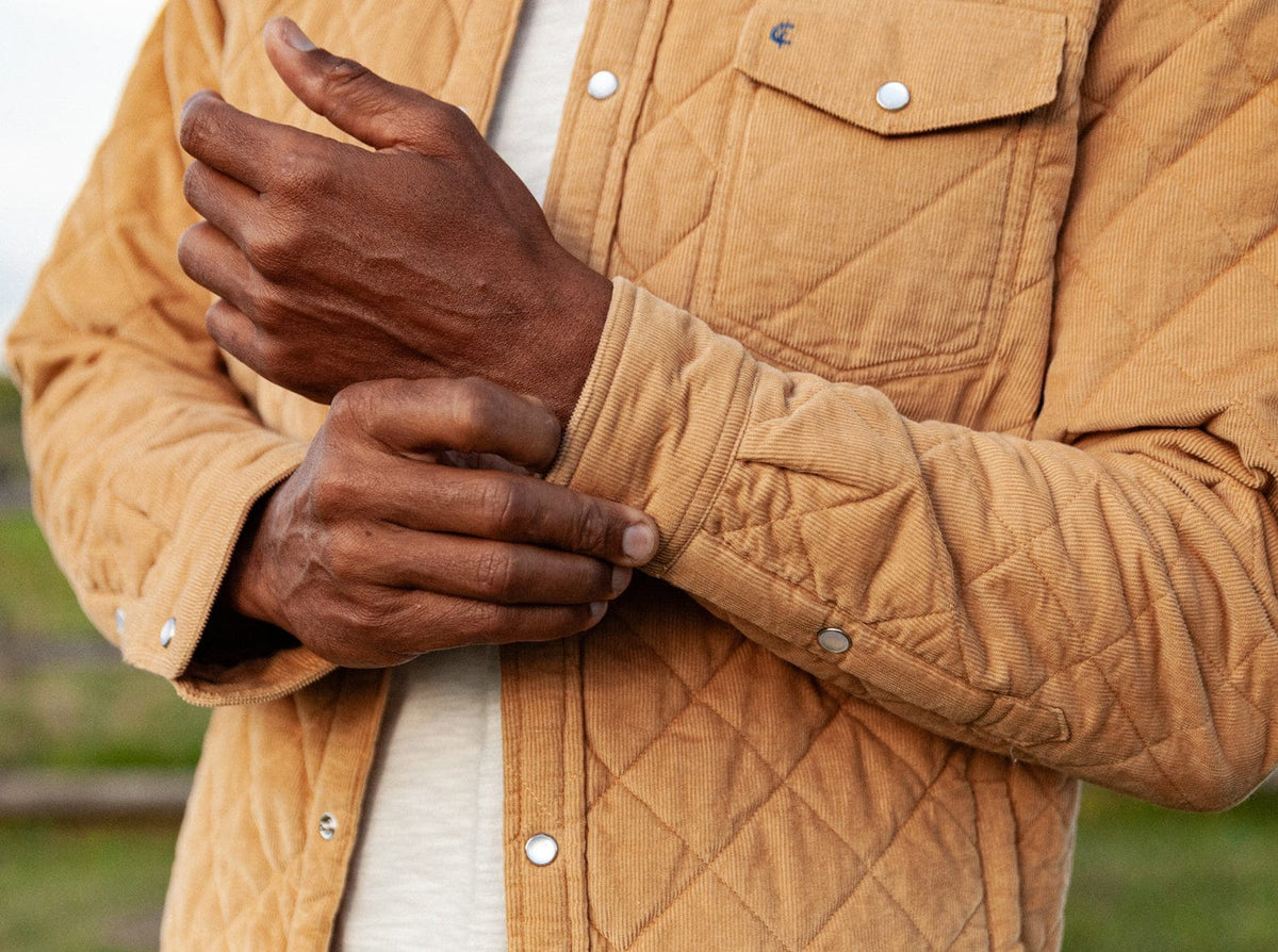 Criquet Corduroy Quilted Shacket in Camel, view 8