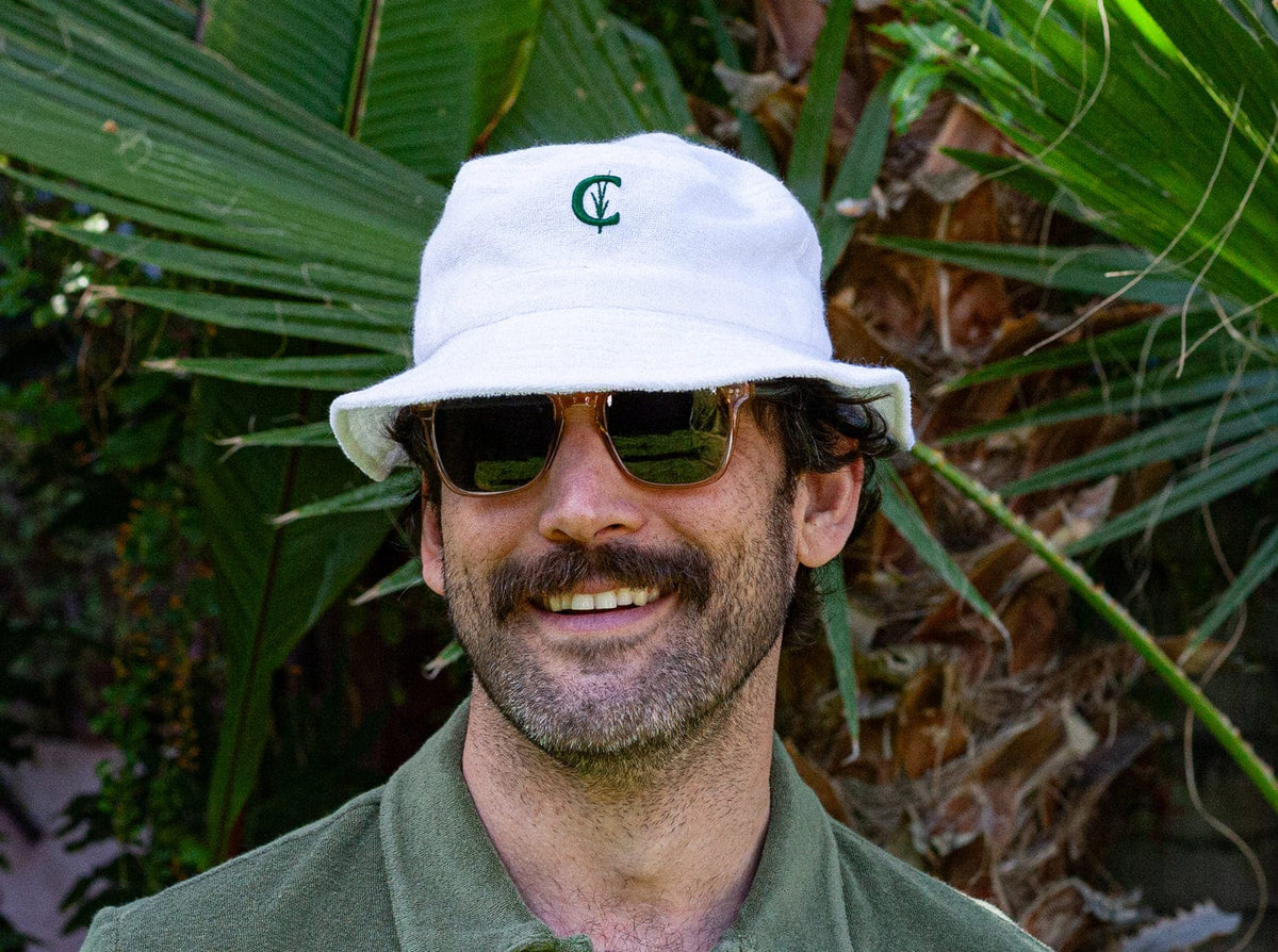 Criquet Terrycloth Bucket Hat in Grassy C, White, view 2