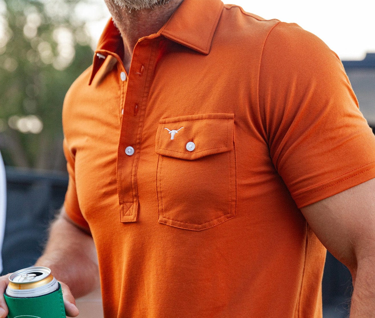 Criquet Texas in Coach's Performance Players Shirt, Longhorn, Burnt Orange, view 3