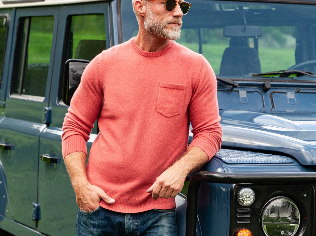 Criquet Legacy Cashmere Pocket Crew in Brick Road, view 4