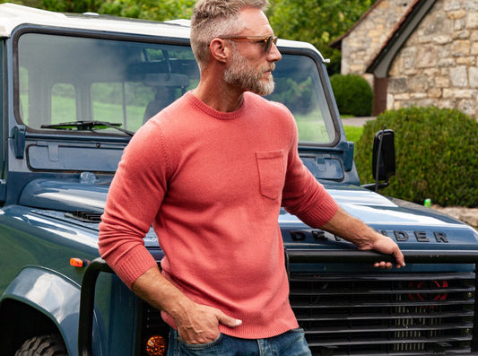 Criquet Legacy Cashmere Pocket Crew in Brick Road, view 1