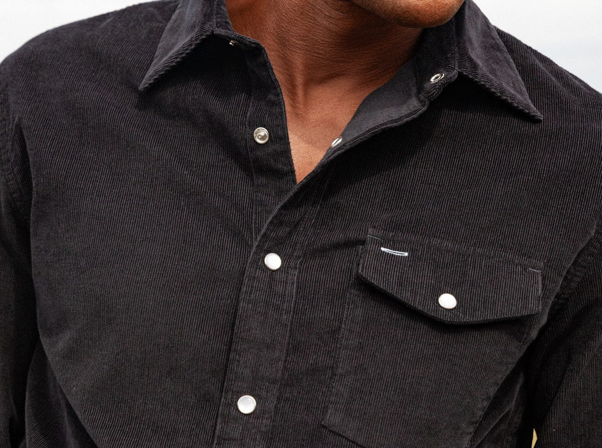 Criquet Corduroy Pearl Snap in Midnight Oil, view 7