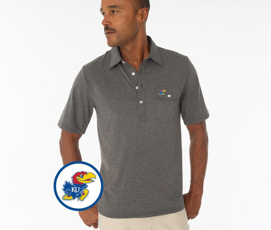 Criquet Kansas Coach's Performance Players Shirt Jayhawk in Heather Gray, view 1