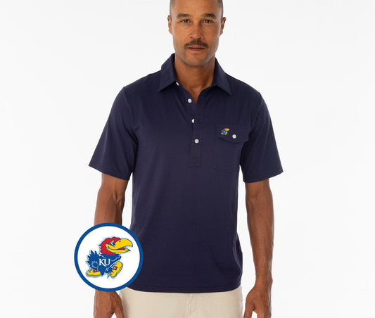 Criquet Kansas Coach's Performance Players Shirt Jayhawk in Navy, view 1
