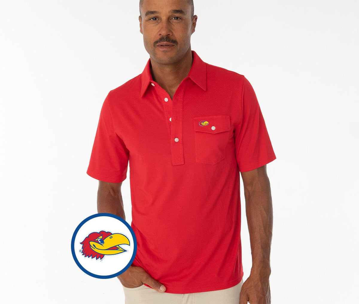 Criquet Kansas Coach's Performance Players Shirt Jay Head in Red, view 1