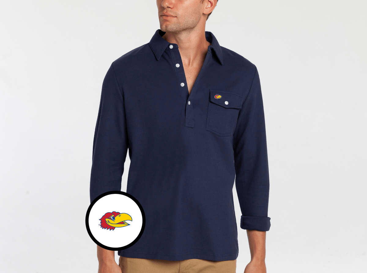 Criquet Kansas Long Sleeve Players Shirt in Jayhead, Peacoat, view 1