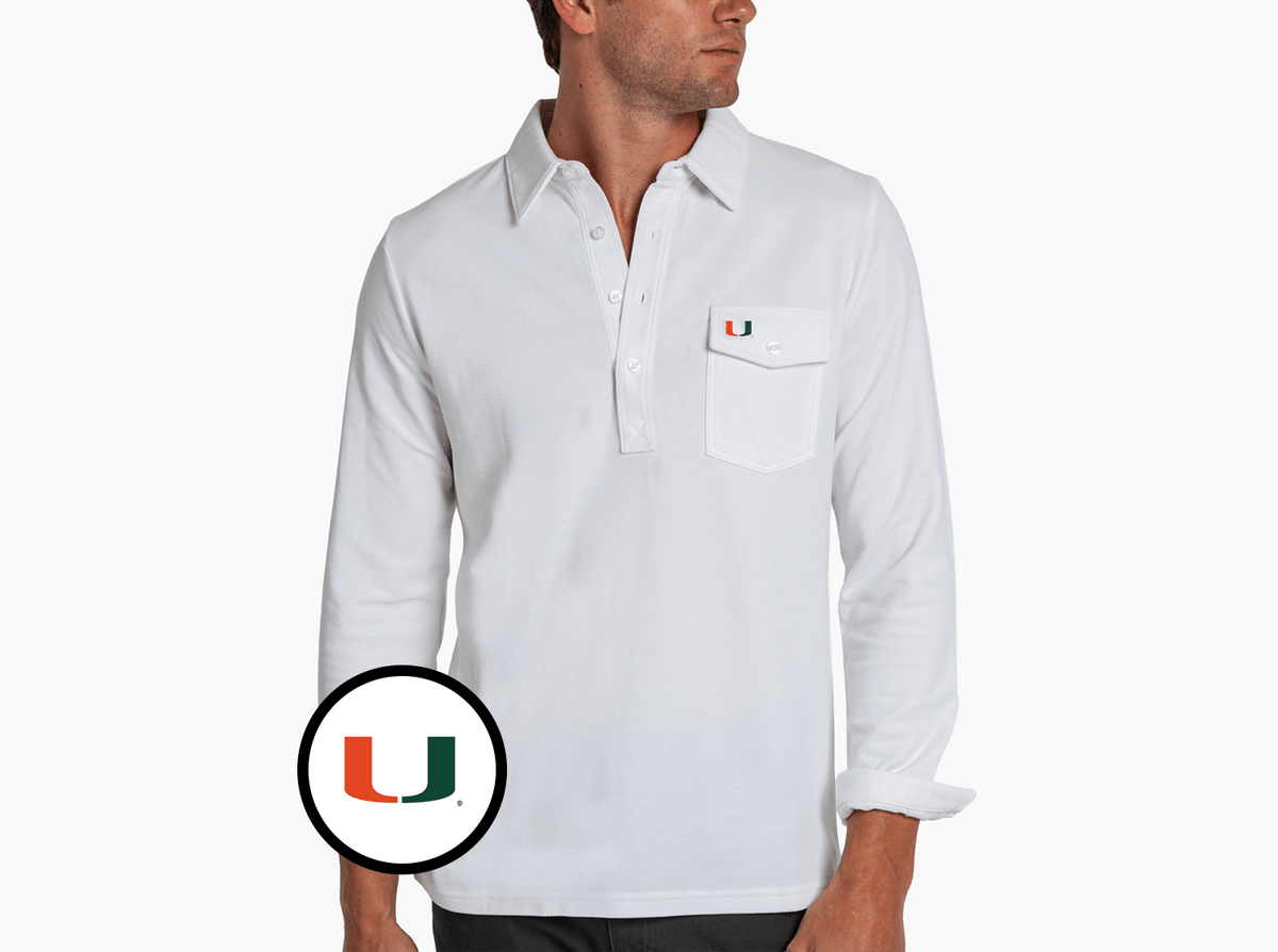 Criquet Miami Long Sleeve Players Shirt in U Icon, White, view 1