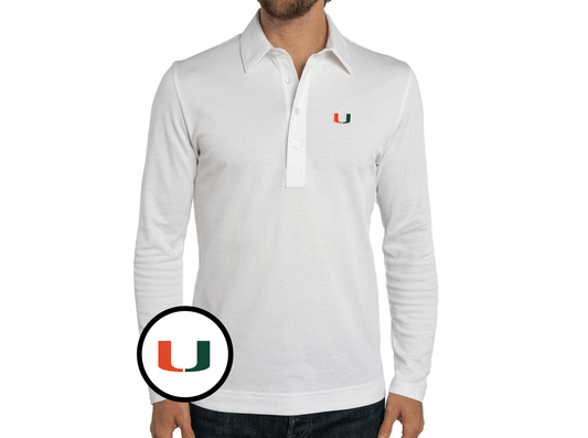 Criquet Miami Jacquard Long Sleeve Range Polo in U Icon, White, view 1