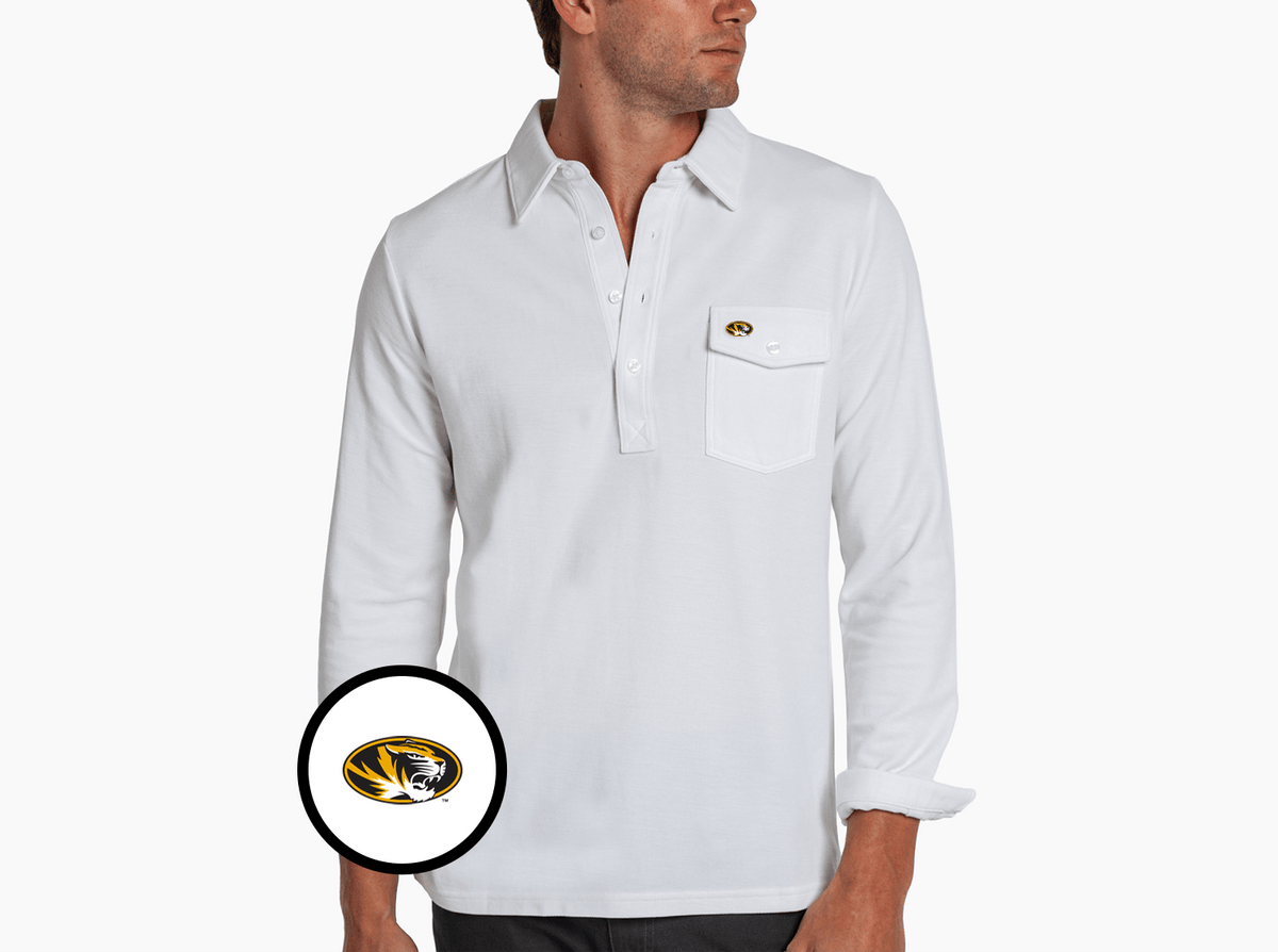 Criquet Missouri Long Sleeve Players Shirt in Tiger, White, view 1