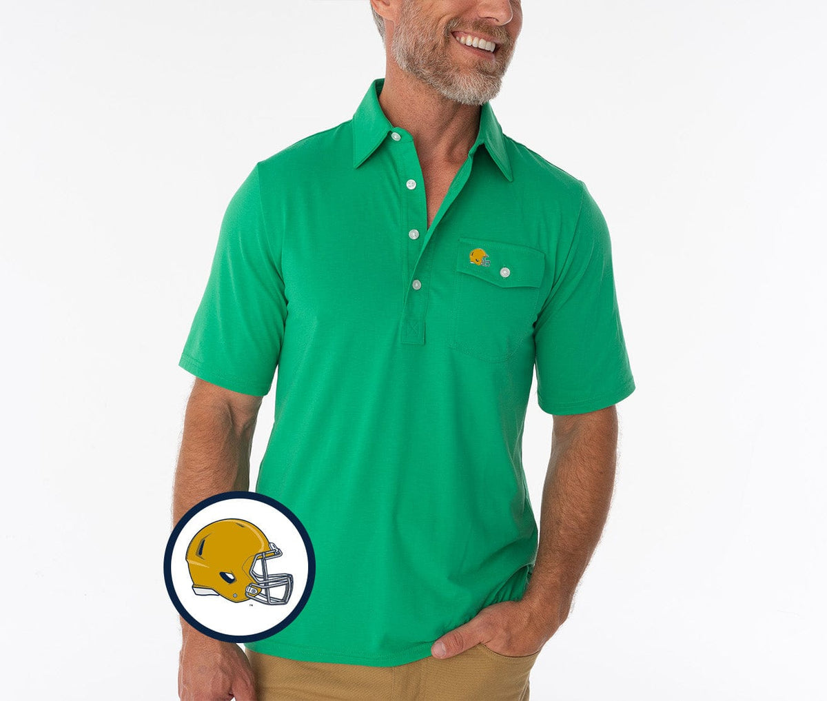 Criquet Notre Dame in Coach's Players Shirt, Helmet, Green, view 1