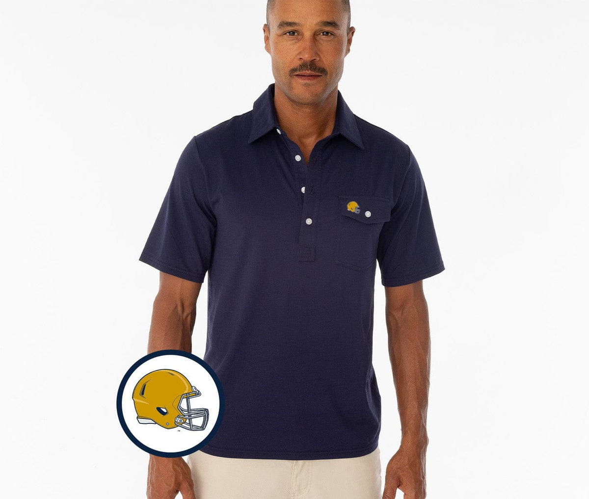 Criquet Notre Dame in Coach's Players Shirt, Helmet, Navy, view 1